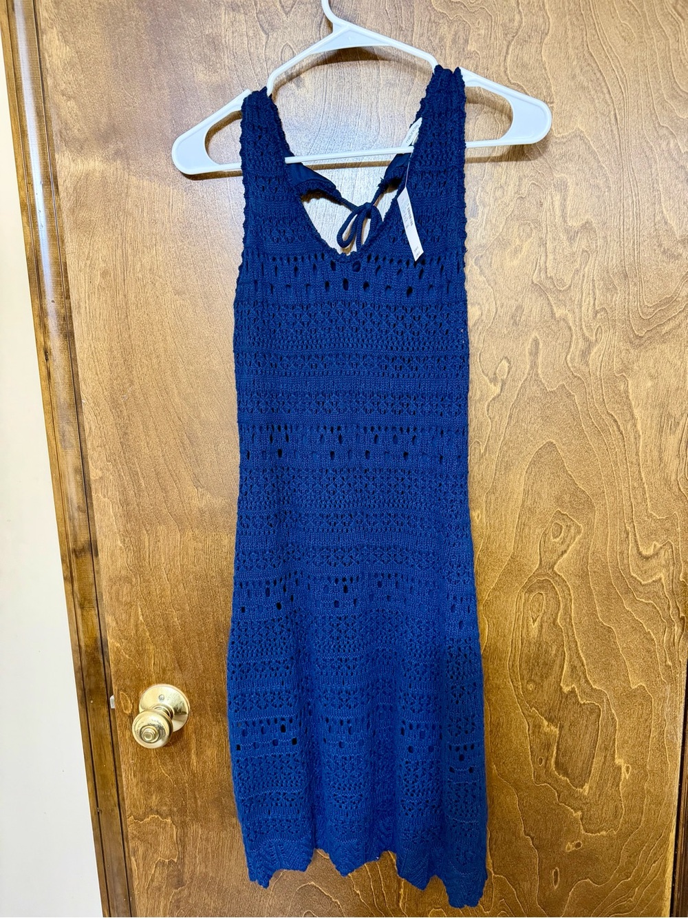 NWT Maurices Crochet Open Back Mini Dress Navy Blue Small